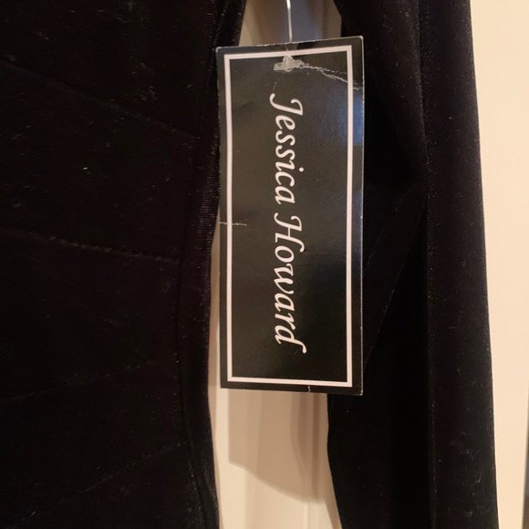 NWT - Jessica Howard Black Velvet dress with bow accent - Picture 9 of 12